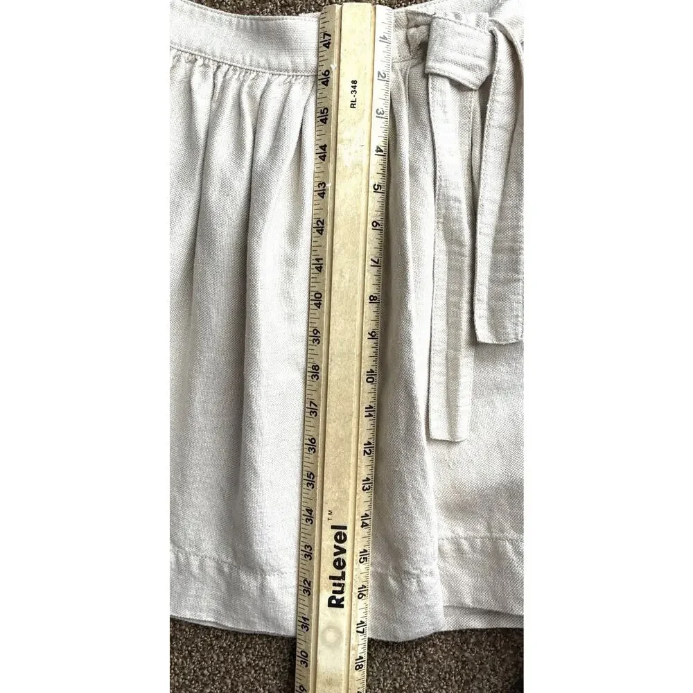 J. Crew Linen Cotton Tie Waist A-Line Skirt Oatmeal Beige 4 Lined Summer Coastal